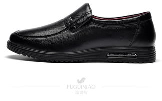 富贵鸟男鞋秋季懒人潮鞋男士休闲皮鞋英伦真皮软底中老年爸爸鞋子
