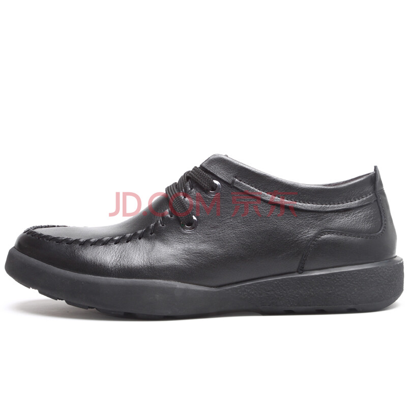 哥仕丹顿CRSTINDEN 春季头层牛皮软面休闲皮鞋真皮圆头系带男鞋DS34 黑色-标准码 43