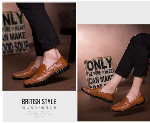 新款真皮男鞋 男士英伦商务休闲皮鞋 男式豆豆鞋鞋子男鞋 qz