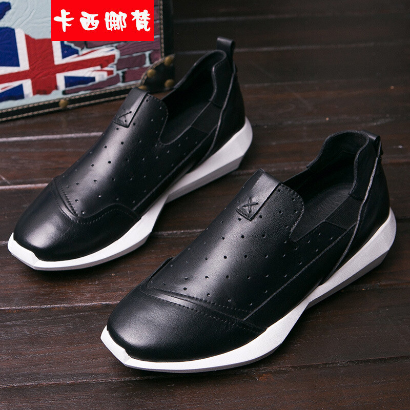卡西娜梵2016春夏新款皮鞋男商务休闲鞋男士皮鞋英伦潮鞋子男 黑色 42