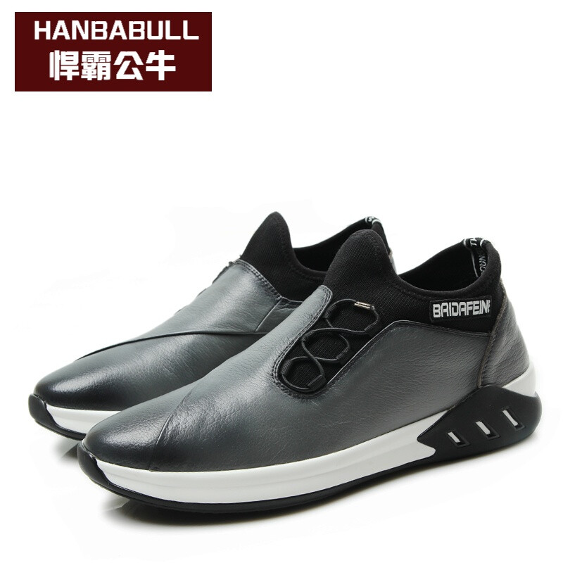 悍霸公牛轻奢品牌 秋冬新品英伦休闲潮流低帮运动鞋皮鞋 黑色 40