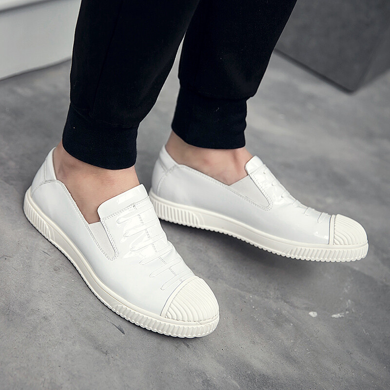 DtJiY 头层牛皮春夏季豆豆鞋男鞋韩版英伦懒人潮鞋休闲皮鞋驾车鞋A305-692-1 黑色 43码