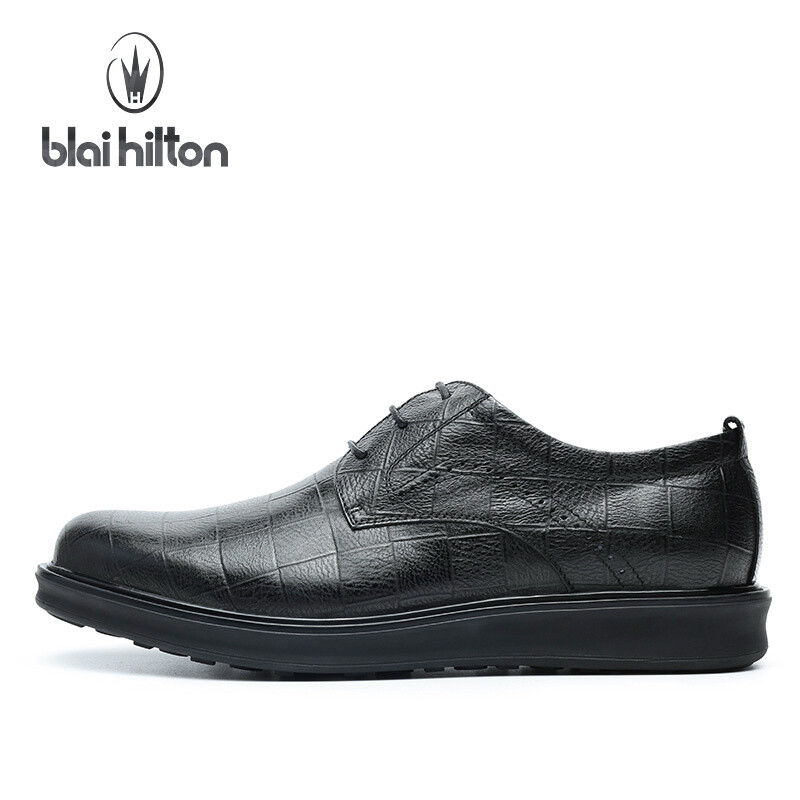 布莱希尔顿 2016秋季新款真皮休闲皮鞋男休闲鞋英伦复古时尚潮鞋子 SD6157 黑色 38