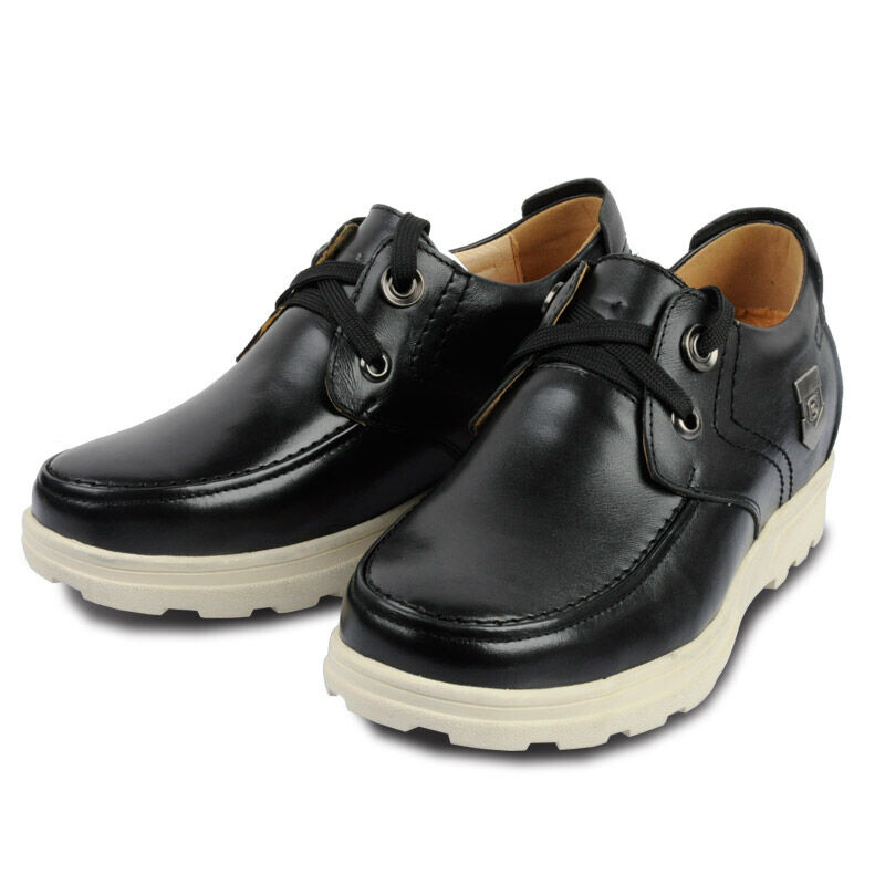 新脚度男士内增高鞋8CM商务休闲皮鞋英伦系带男鞋时尚潮鞋 魅力黑 43