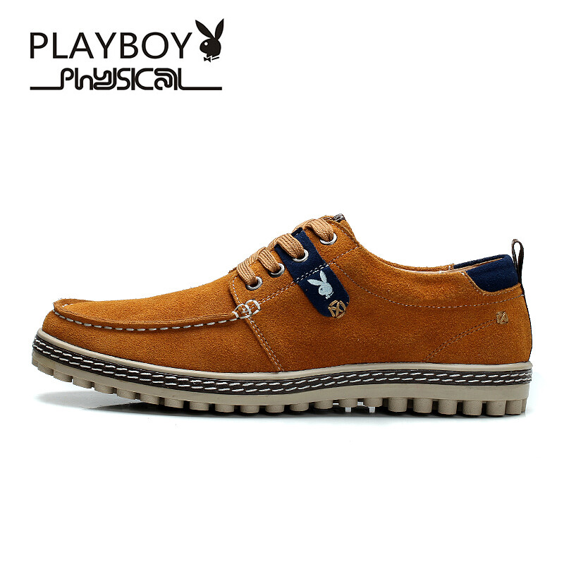 时尚魅力之选 PLAYBOY 2016新款金黄色休闲皮鞋